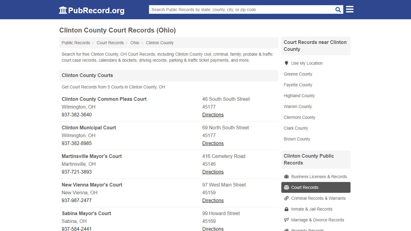 Free Clinton County Court Records (Ohio Court Records) - PubRecord.org